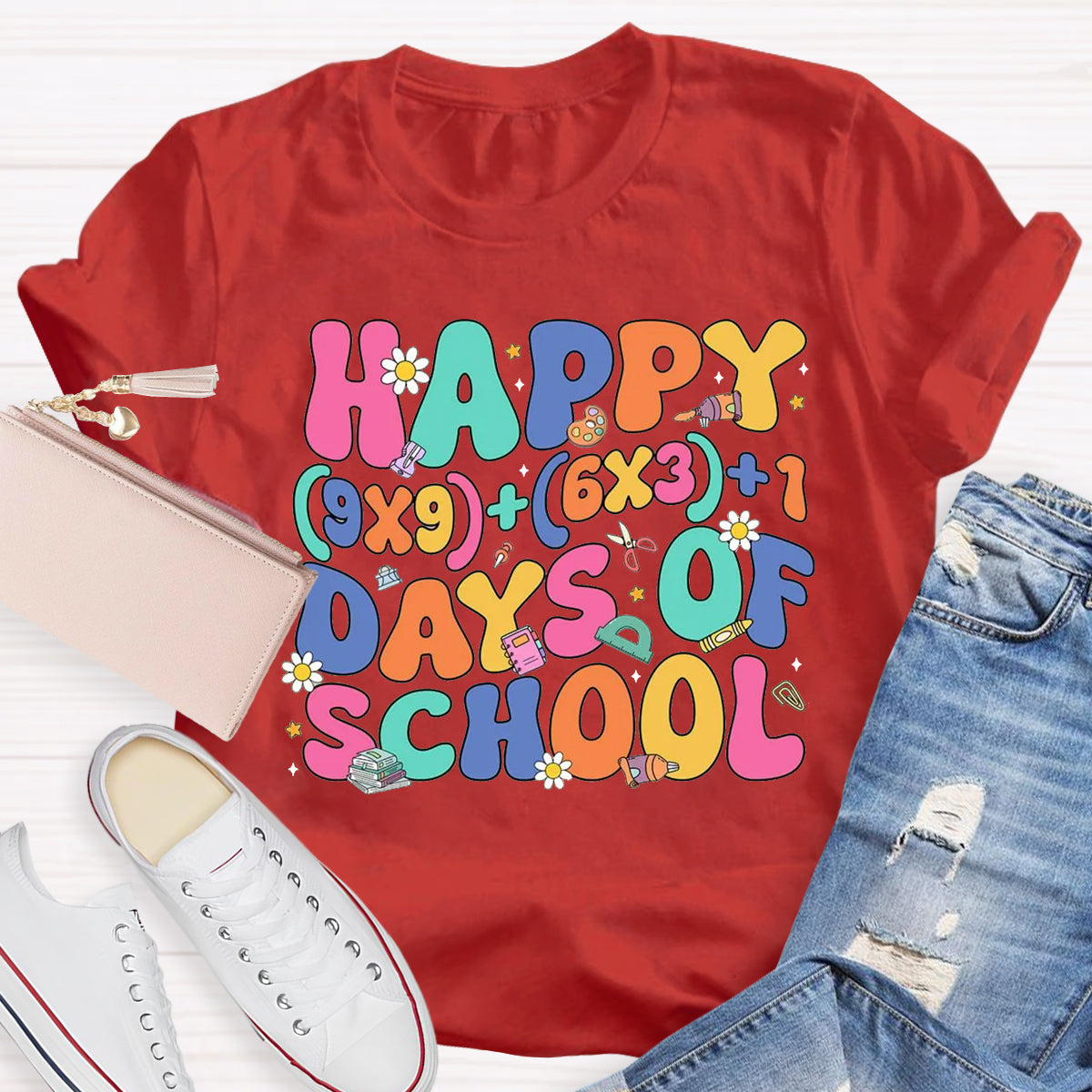 Happy 100 Days Of School Math Teacher T-Shirt