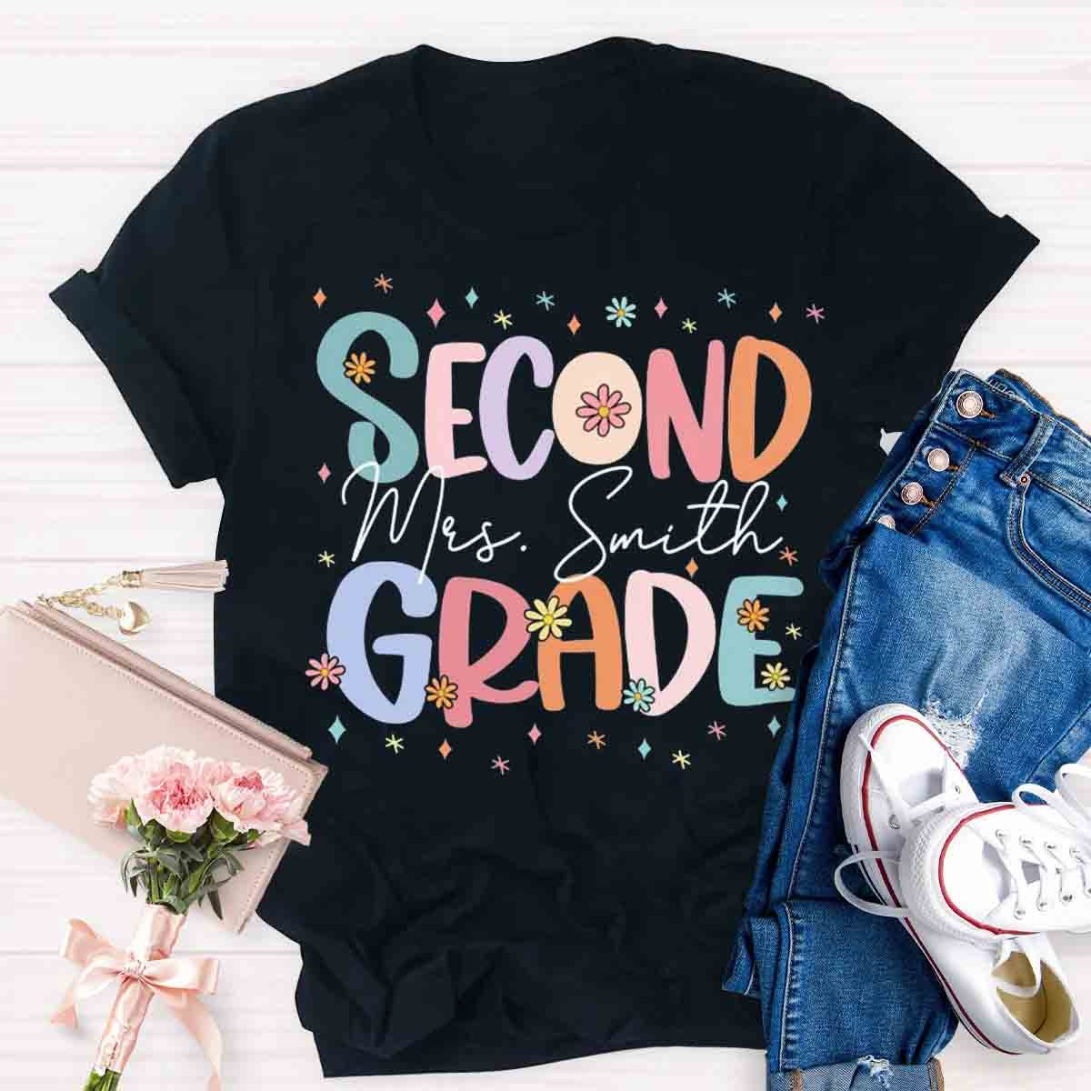 Personalized Cute Flower Collage Design Teacher T-Shirt