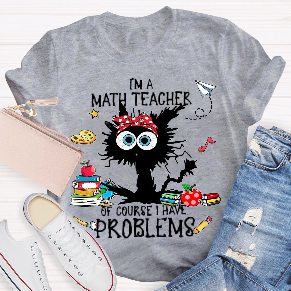 I'm A Math Teacher Exploding Cat Teacher T-Shirt