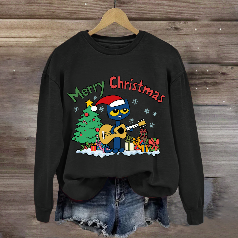 Merry Christmas Pete Groovy Cat Sweatshirt