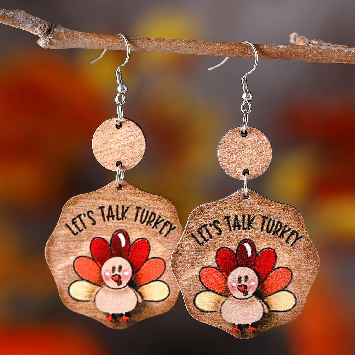 Funny Turkey Pendant Double-Sided Earrings