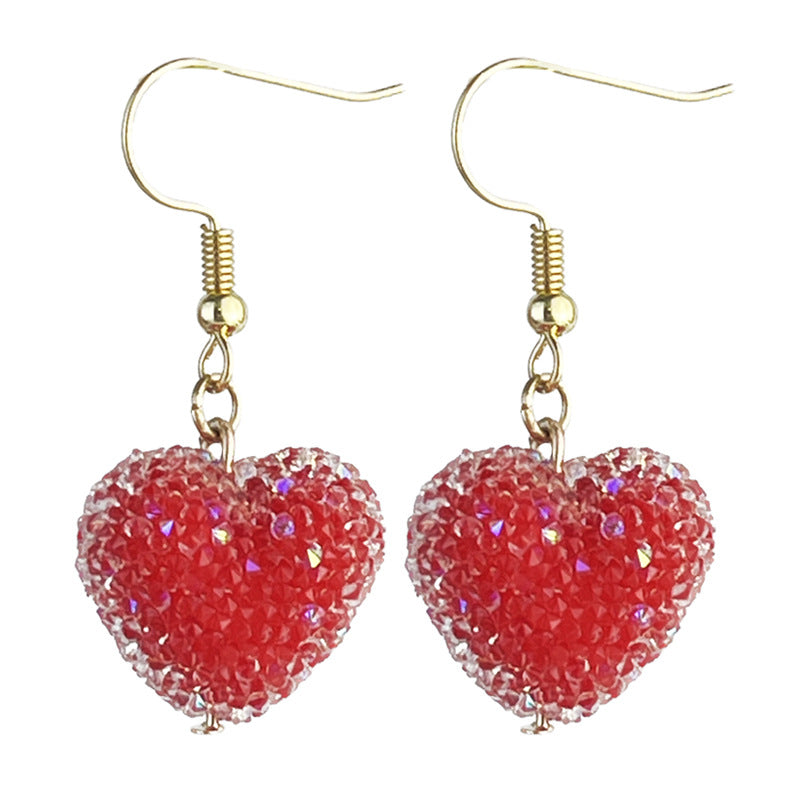 Valentine's Day Heart Resin Diamond Earrings