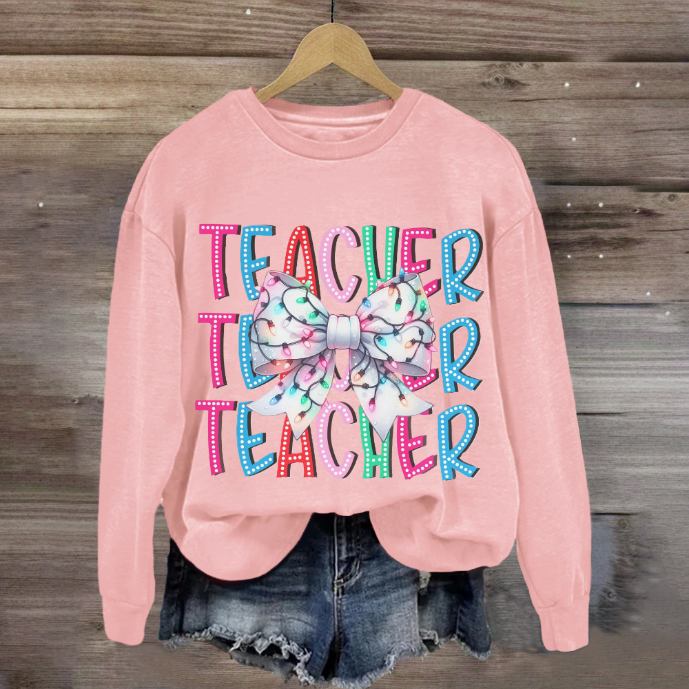 Christams Teacher Bow Sweatshirt