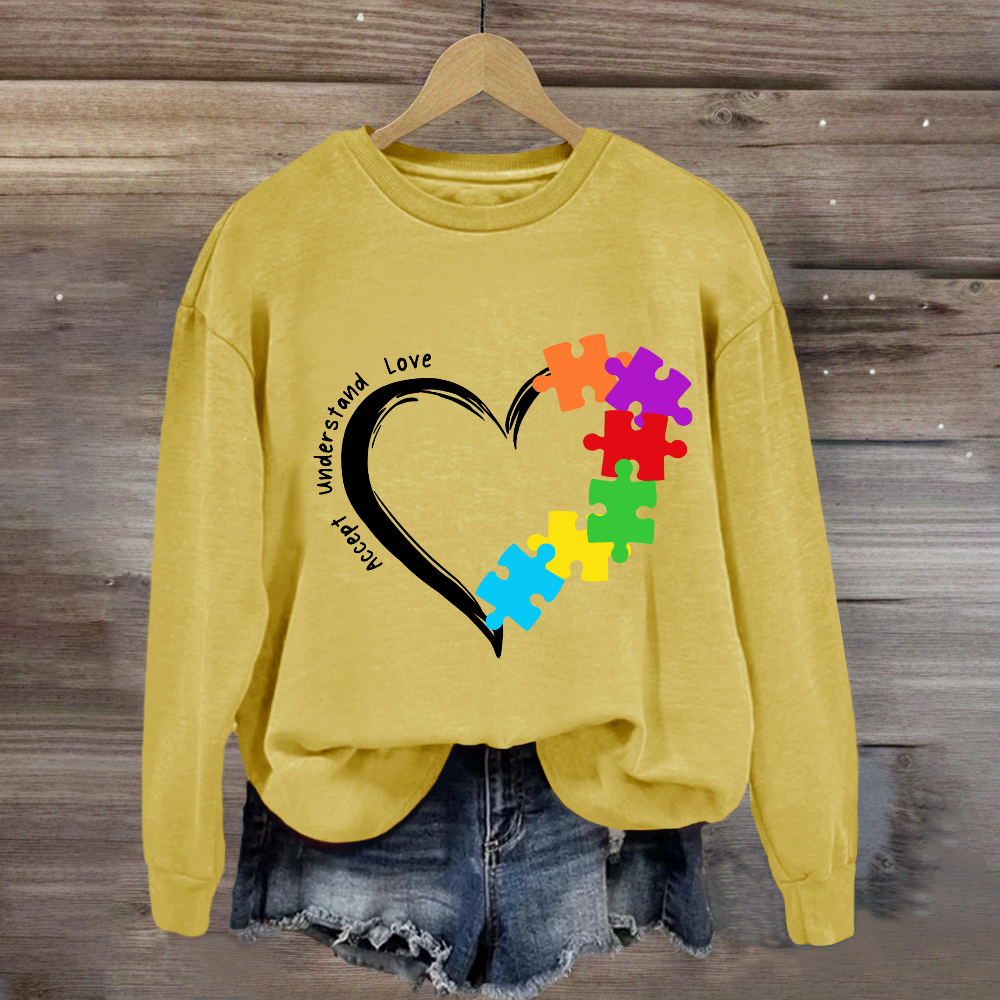 Accept Understand Love Heart Autism Sweatshirt