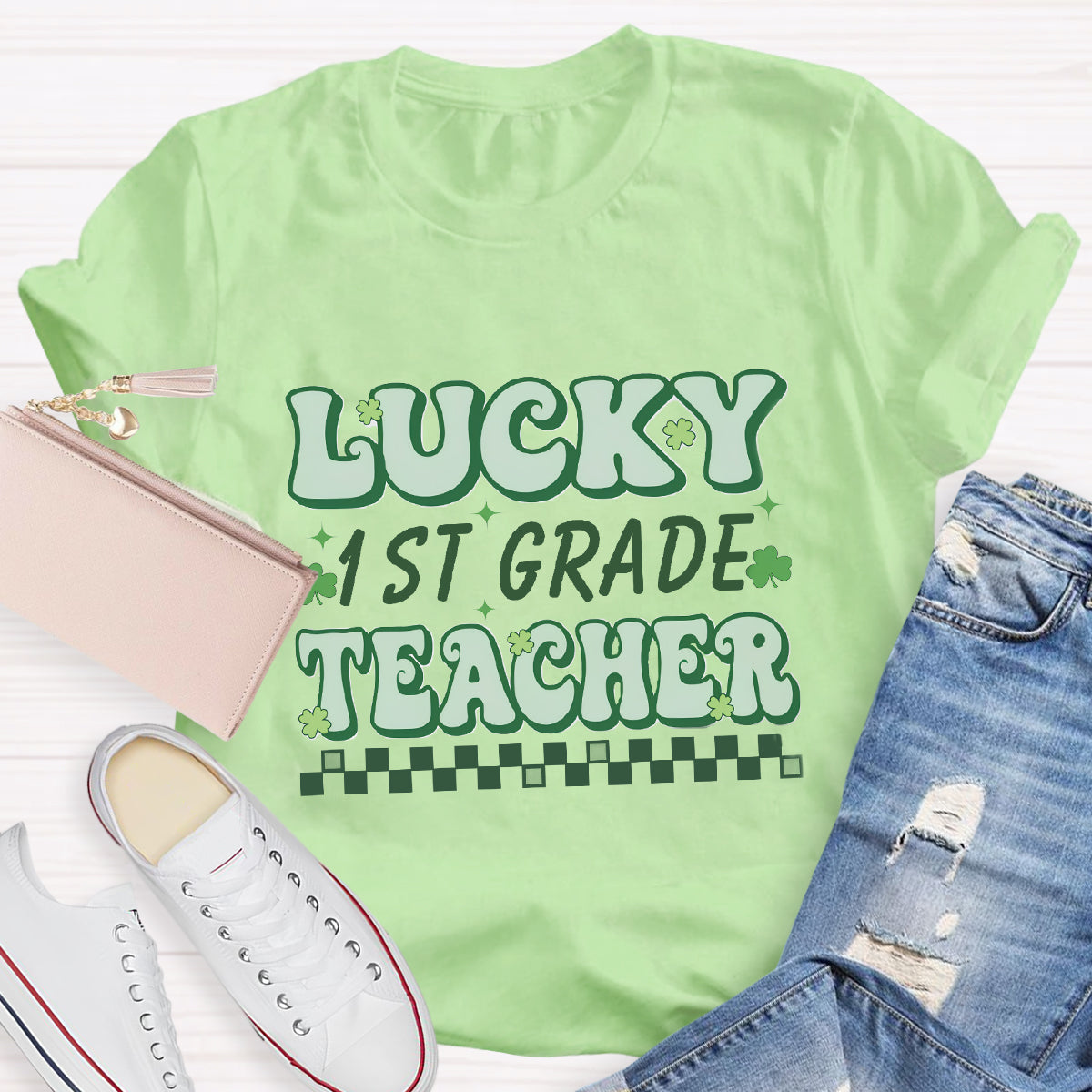 Personalized Grade Lucky Teacher T-Shirt