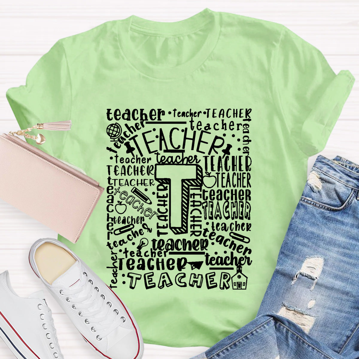 Optimistically And Positively Teacher T-Shirt