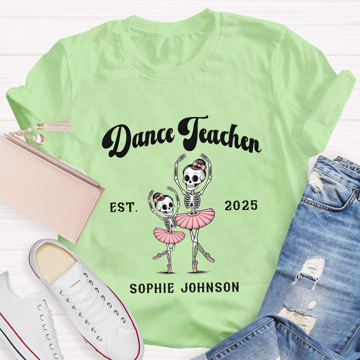Personalized Year Pink Dance Teacher T-Shirt