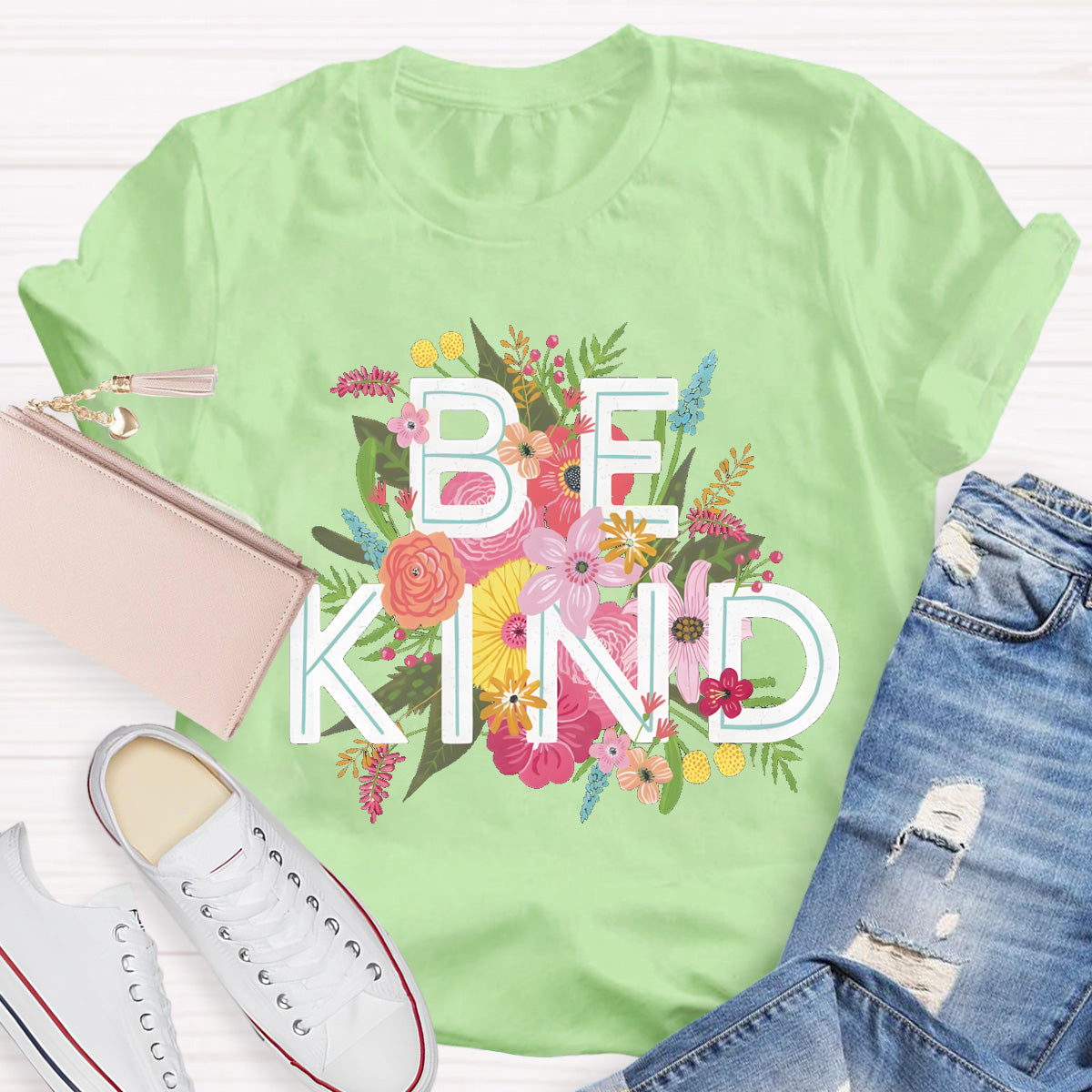 Floral Be Kind Teacher T-Shirt