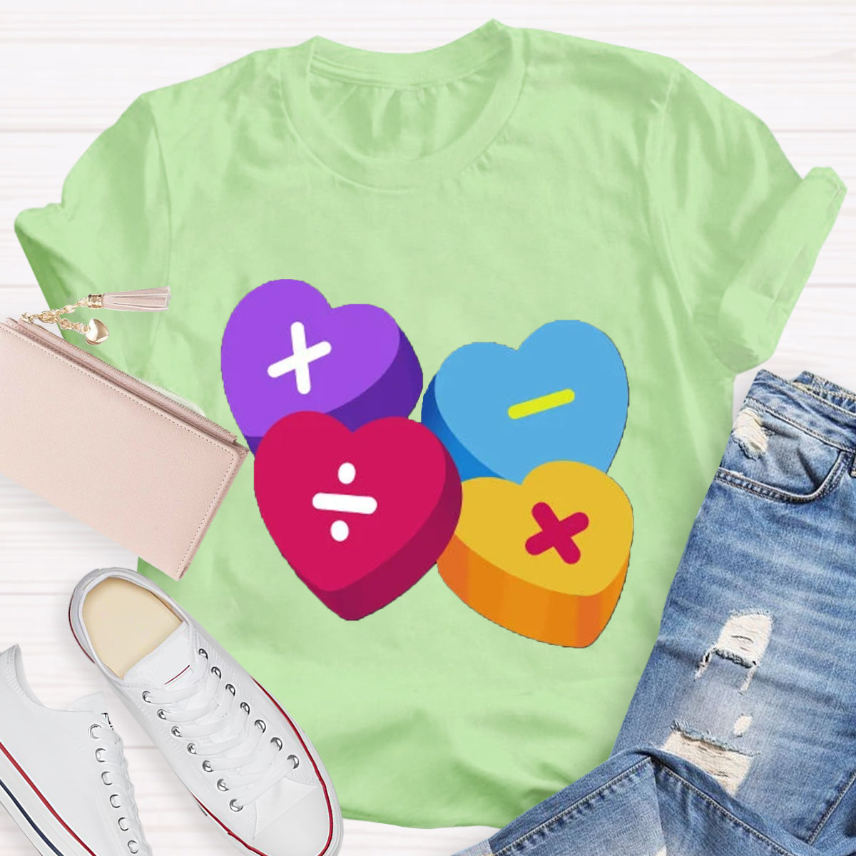 Heart Of Math Teacher T-Shirt