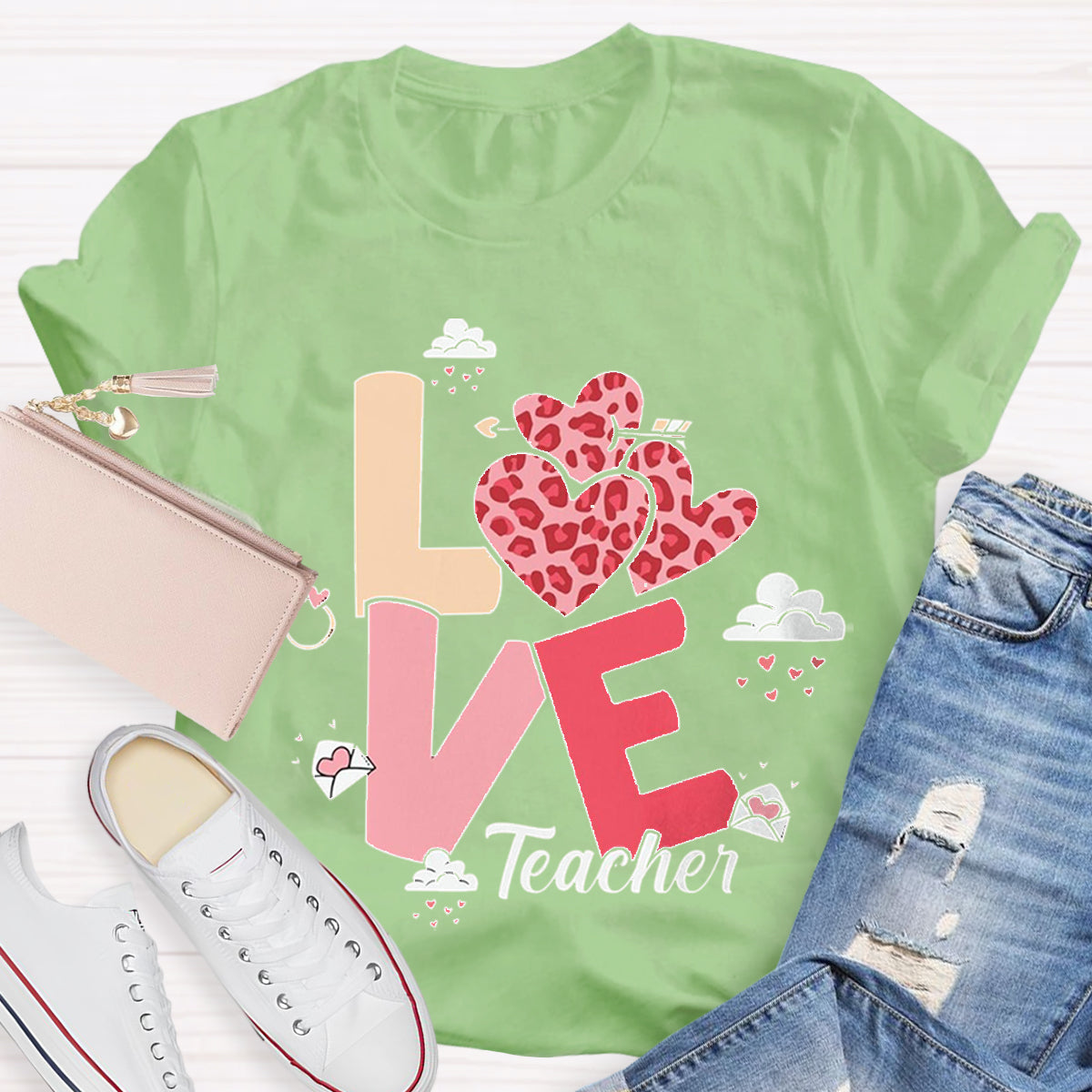 Valentine's Love Heart Teacher T-Shirt