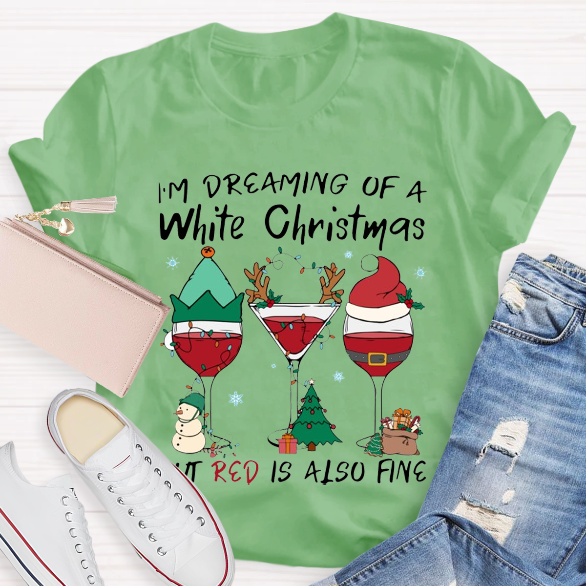 Dear Santa I Just Want Wine Teacher T-Shirt