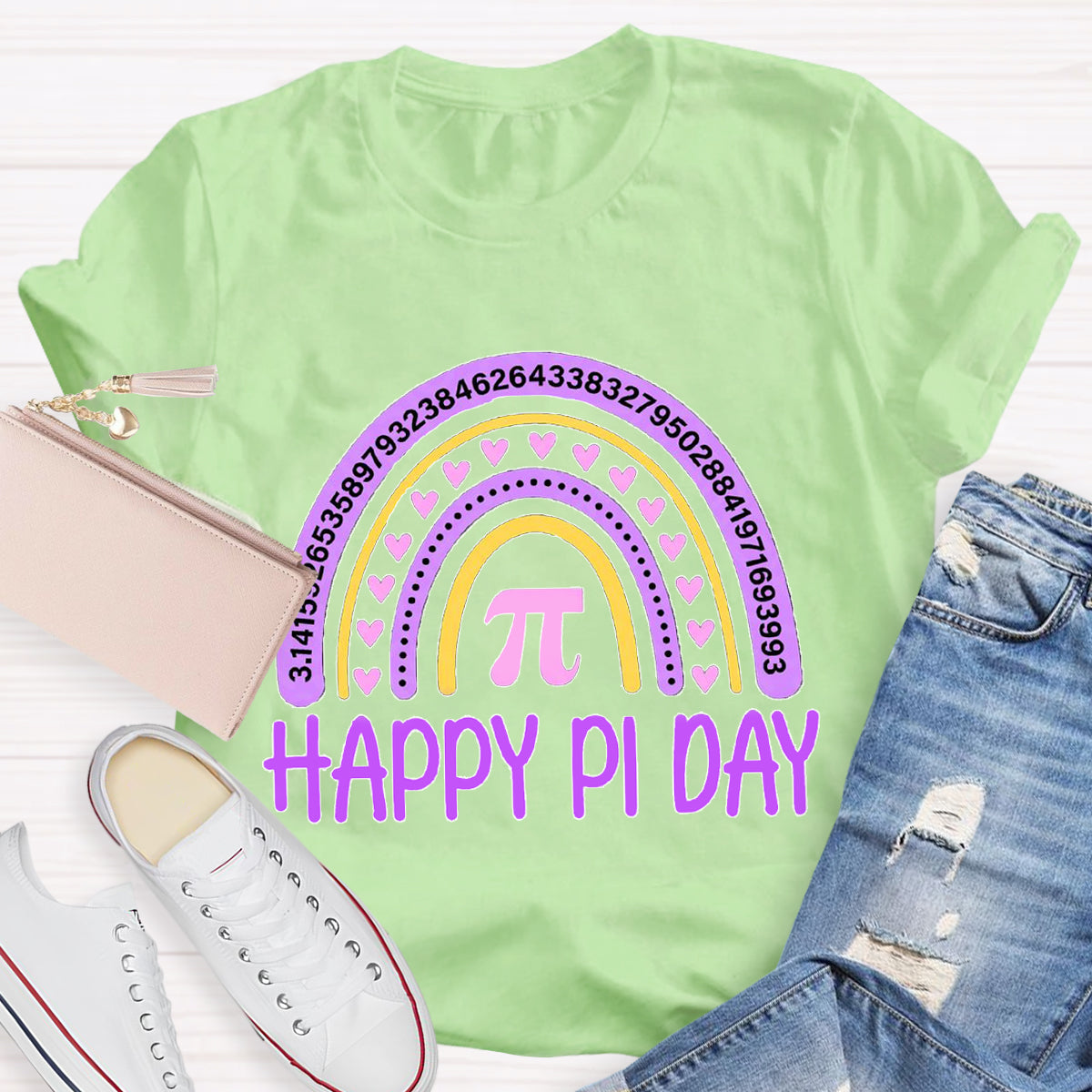 Happy Pi Day Purple Rainbow T-Shirt