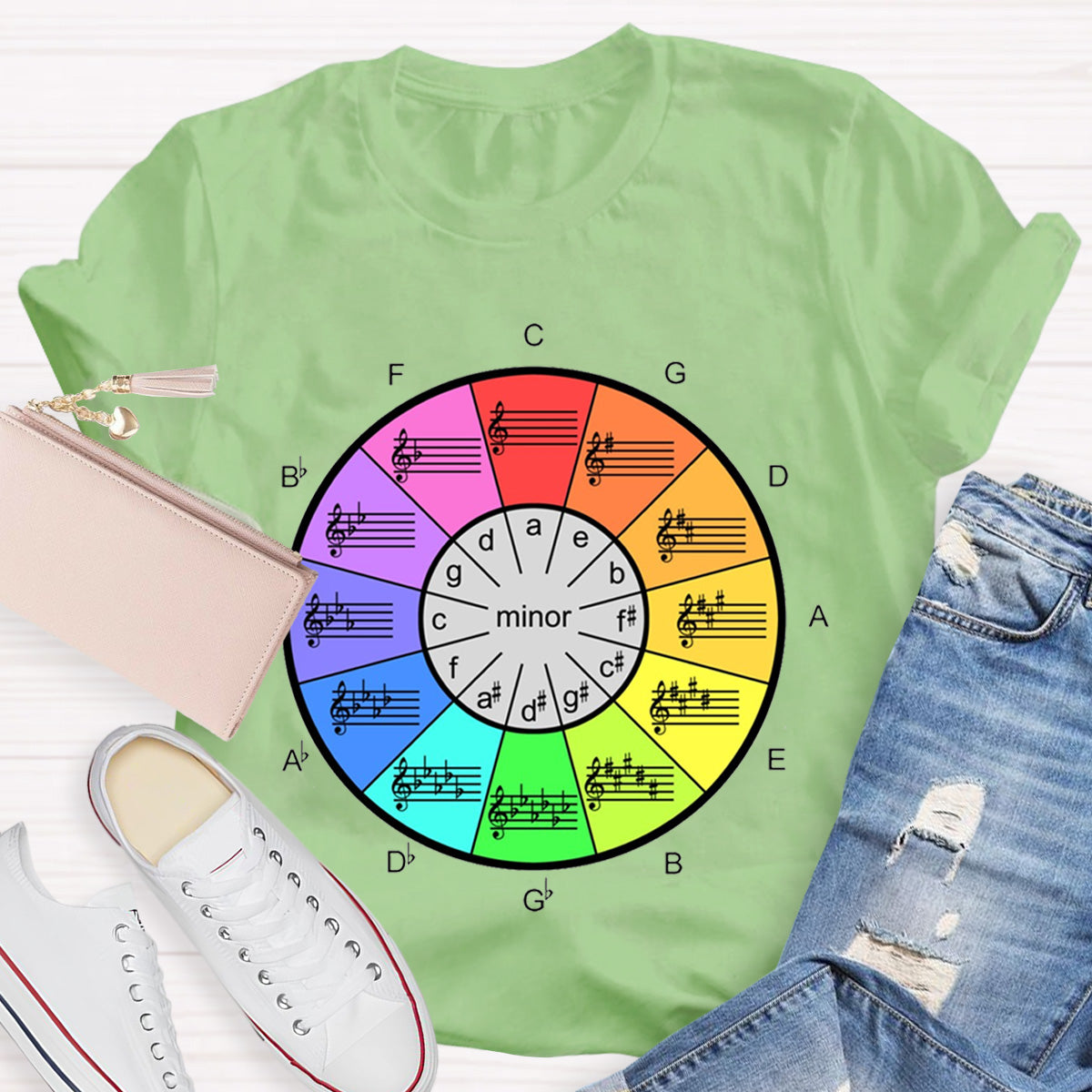 Circle Of Fifths Color Wheel For Music Artists Teacher T-Shirt