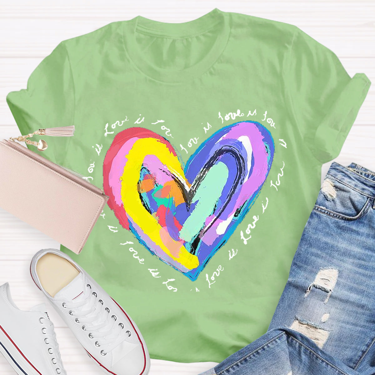 Art Design Colorful Heart Teacher T-Shirt