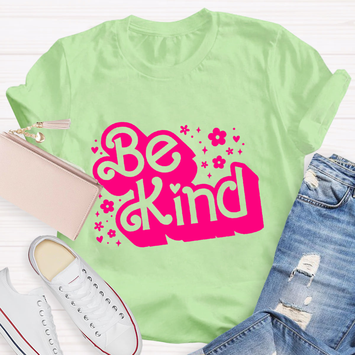 Be Kind Pink Flower Teacher T-Shirt