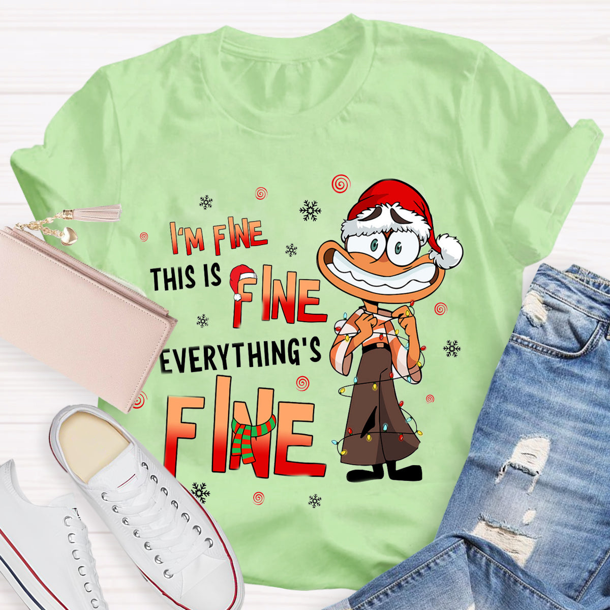 I'm Fine Everything Is Fine Christmas  Emotions T-Shirt