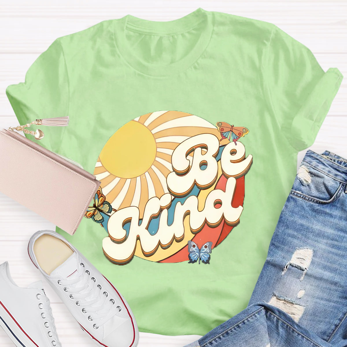 Be Kind Sunshine Butterfly Teacher T-Shirt