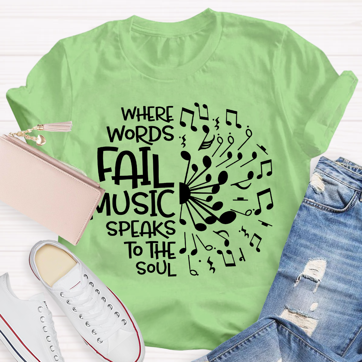 Where Words Fail Music Speaks To The Soul Teacher T-Shirt