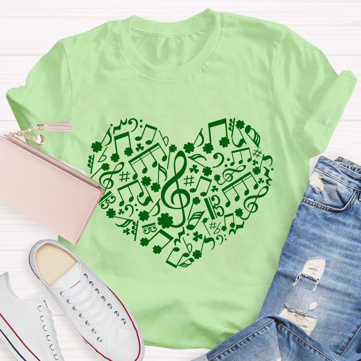 Love Music Notes Shamrock T-Shirt