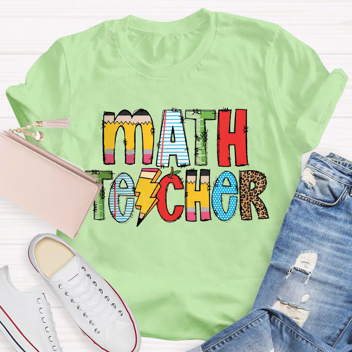 Personalized Subject Pencil Leopard T-Shirt