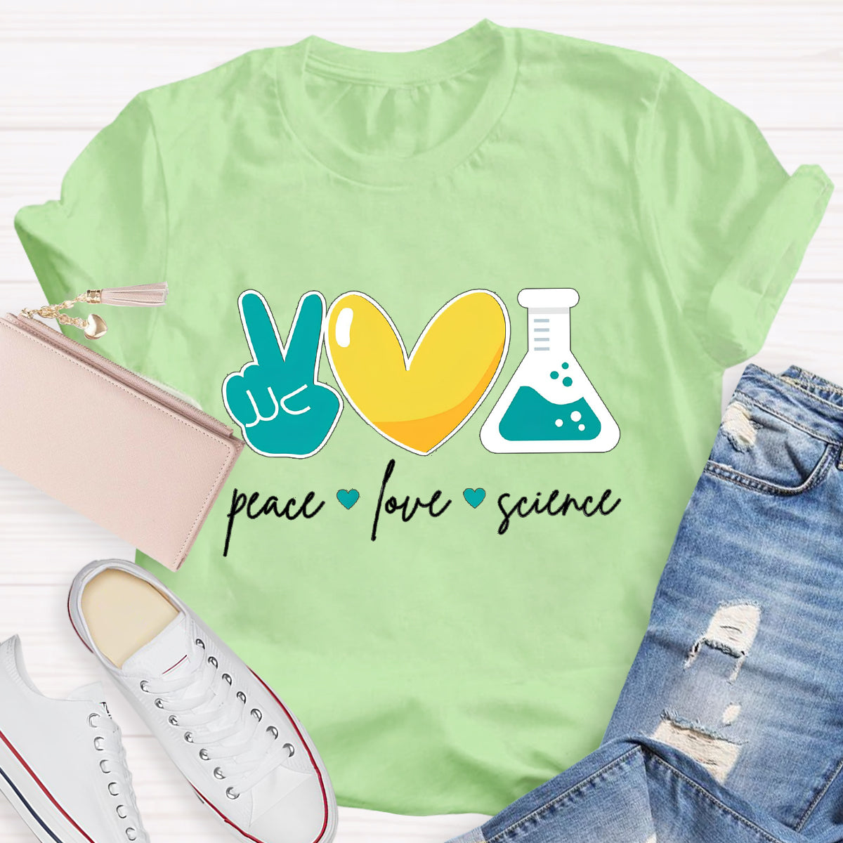 Peace Love Science Teacher T-Shirt