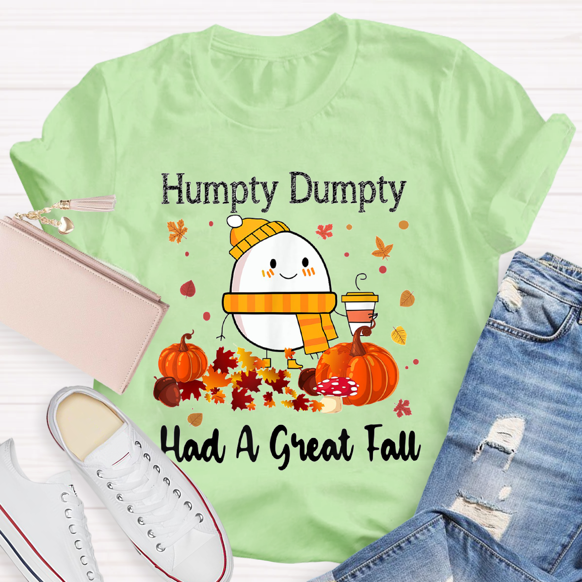 Humpty Happy Autumn Happy Fall Pumpkin T-Shirt