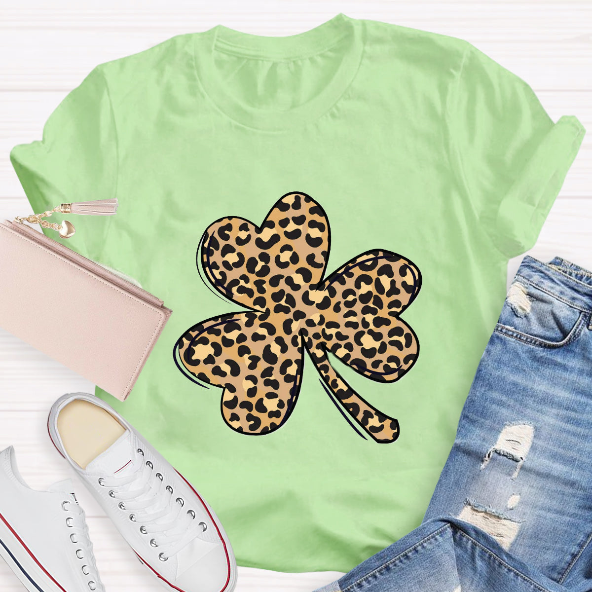 St. Patrick's Day Leopard Print Shamrock T-Shirt