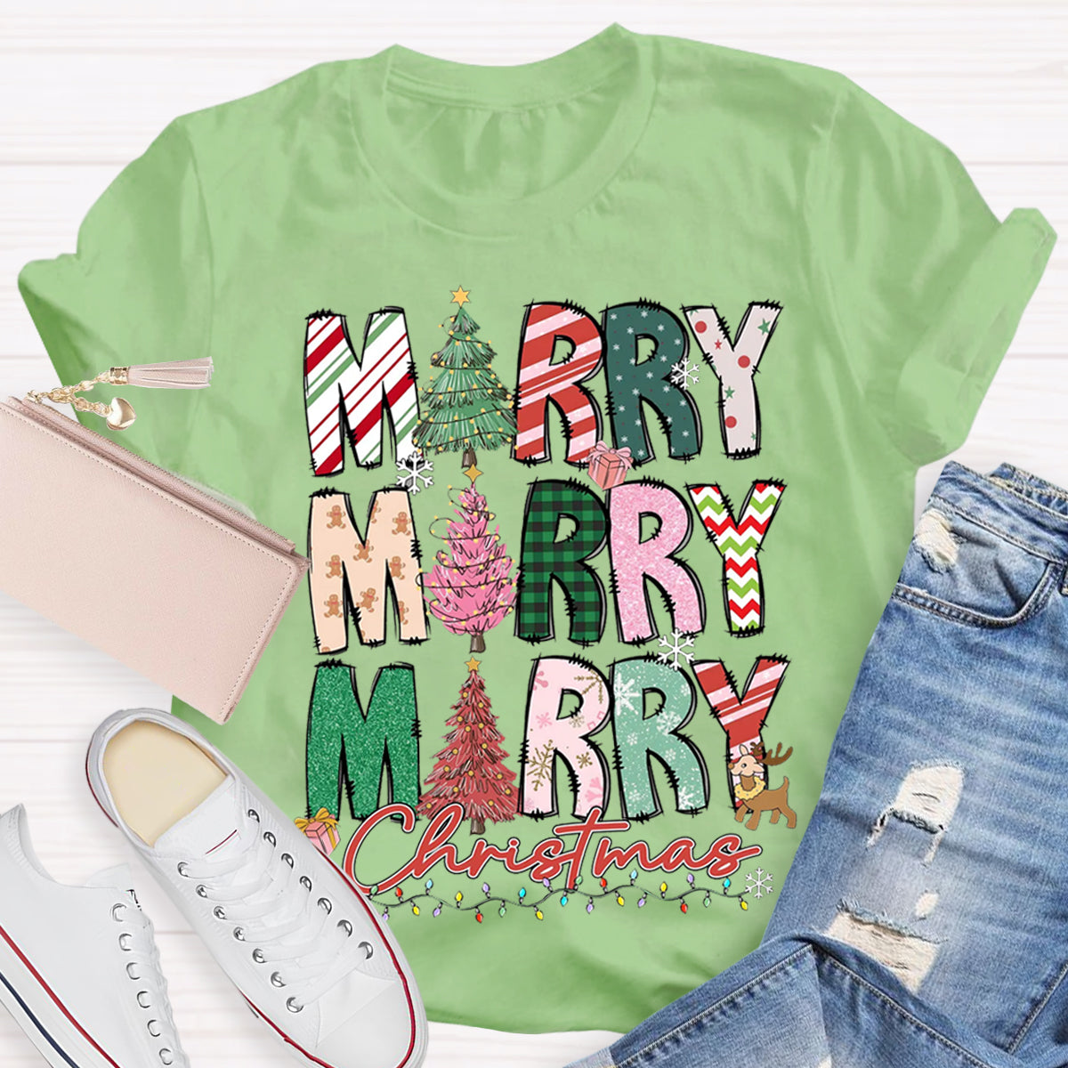 Merry And Bright Teacher T-Shirt