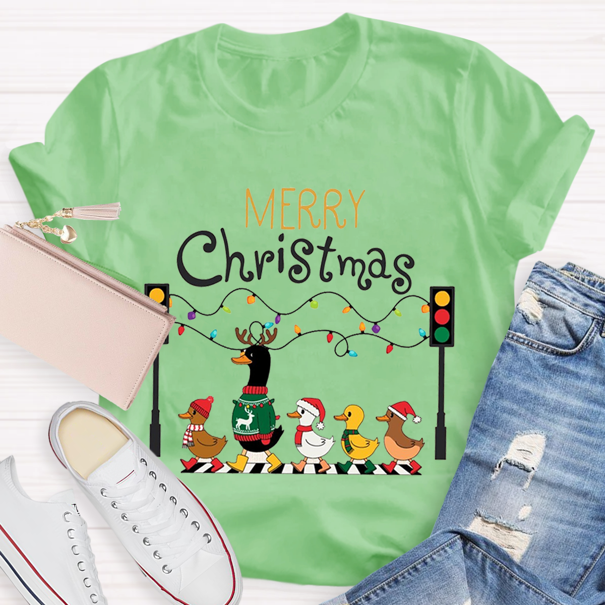 Merry Christmas Funny Duck Teacher T-Shirt