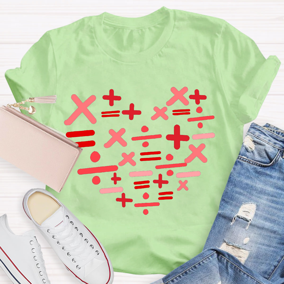 Add Subtract Multiply And Divide Heart Teacher T-Shirt