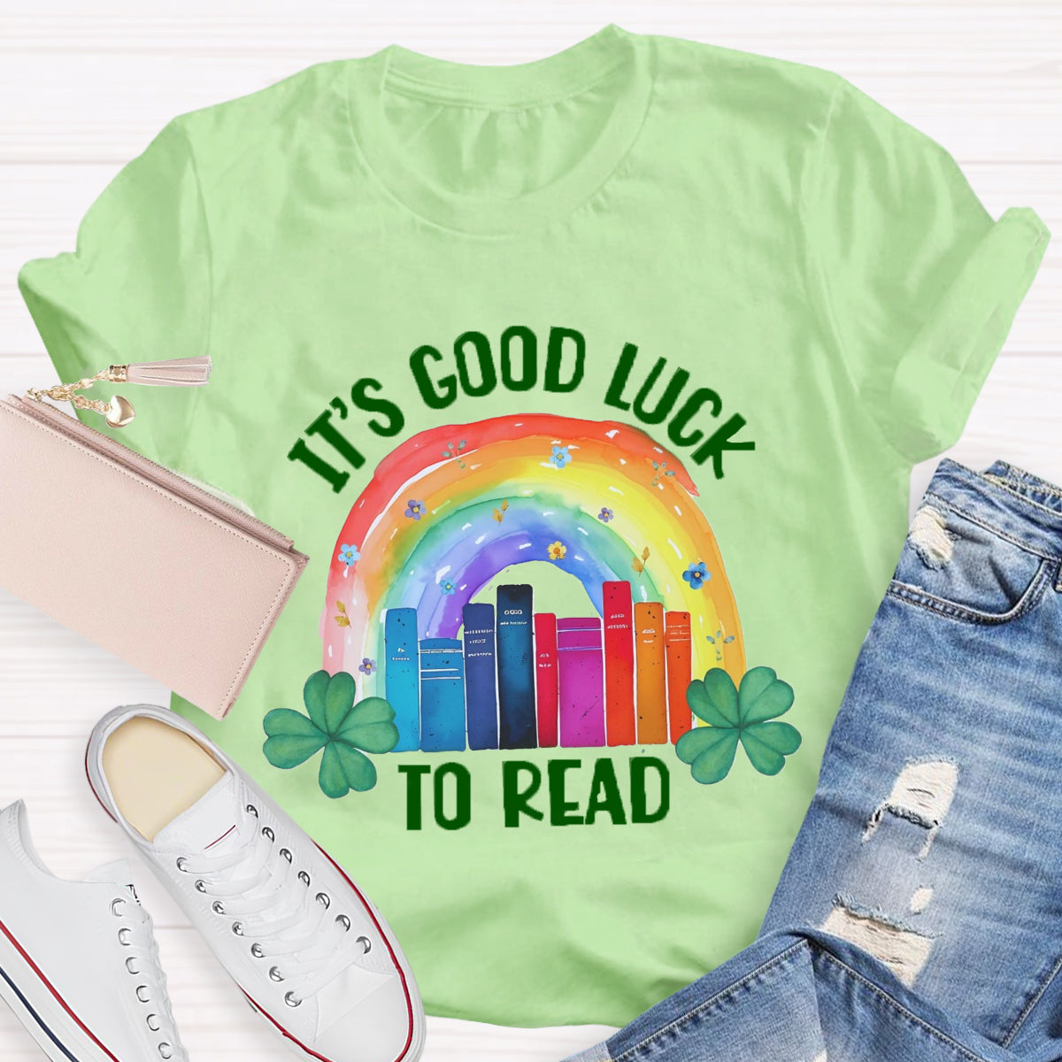 It's Good Lucky To Read Rainbow Shamrock T-Shirt