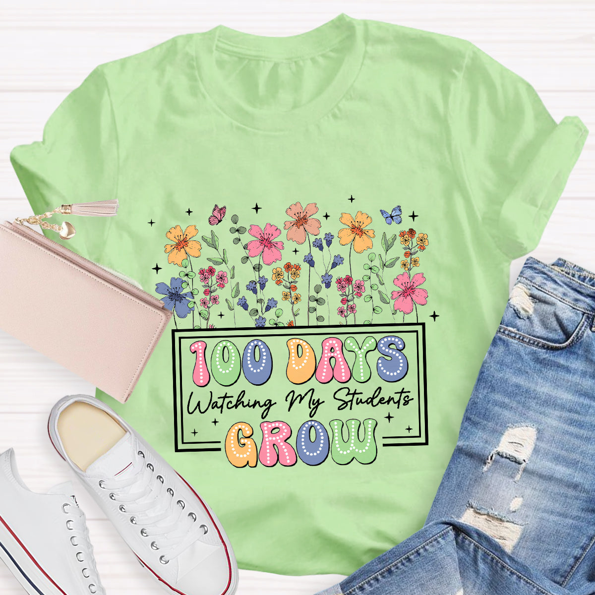 100 Days Watching My Students Grow Teacher T-Shirt