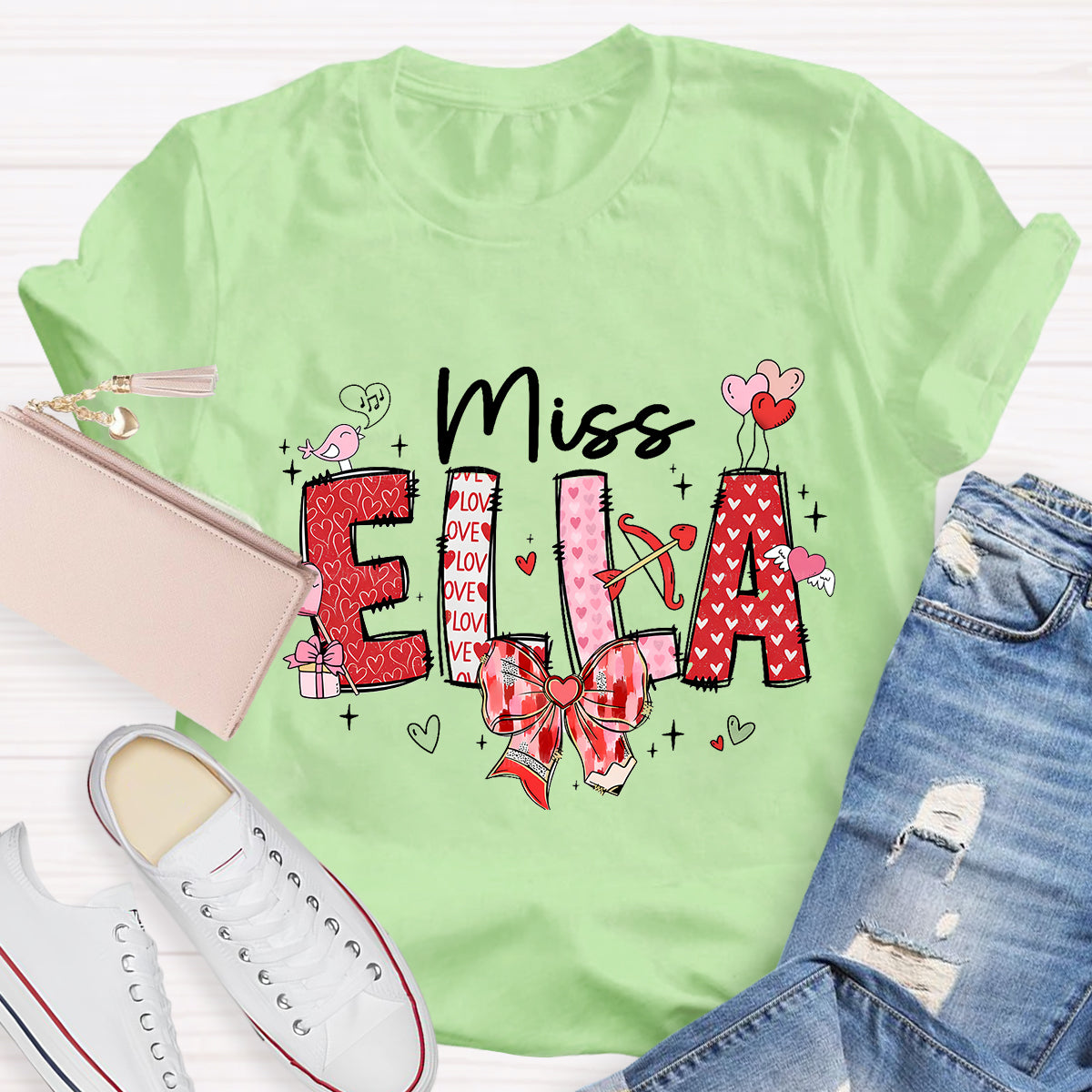 Personalized Name Valentine's Day Miss Ella T-Shirt