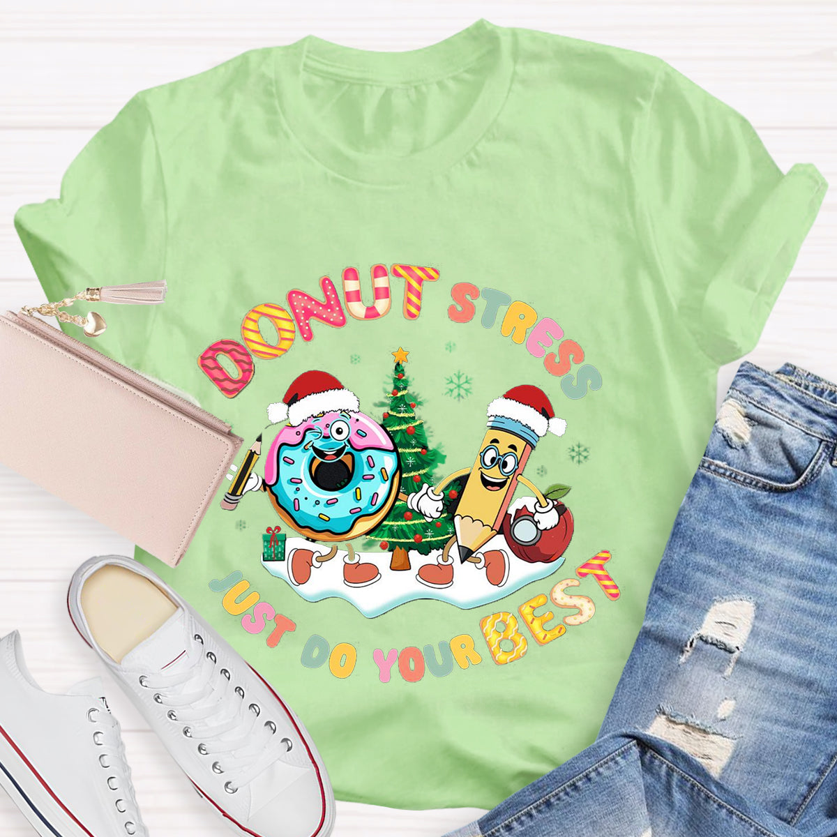 Christmas Donut Stress Just Do Your Best T-Shirt