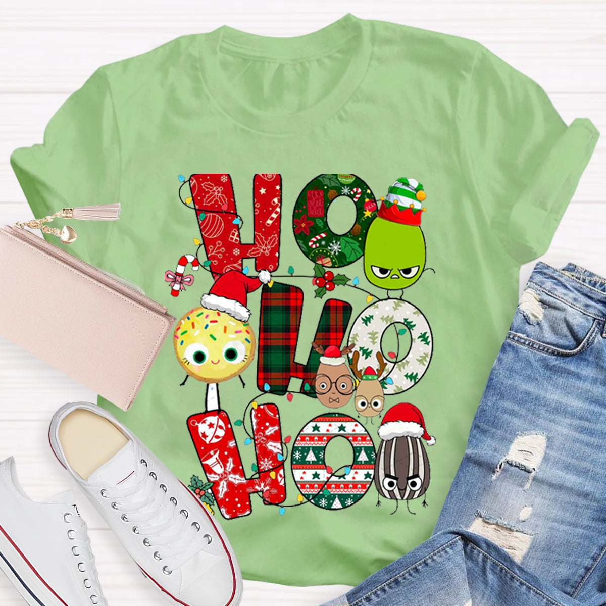 Children's Books Characters Ho Ho Ho Christmas Teacher T-Shirt