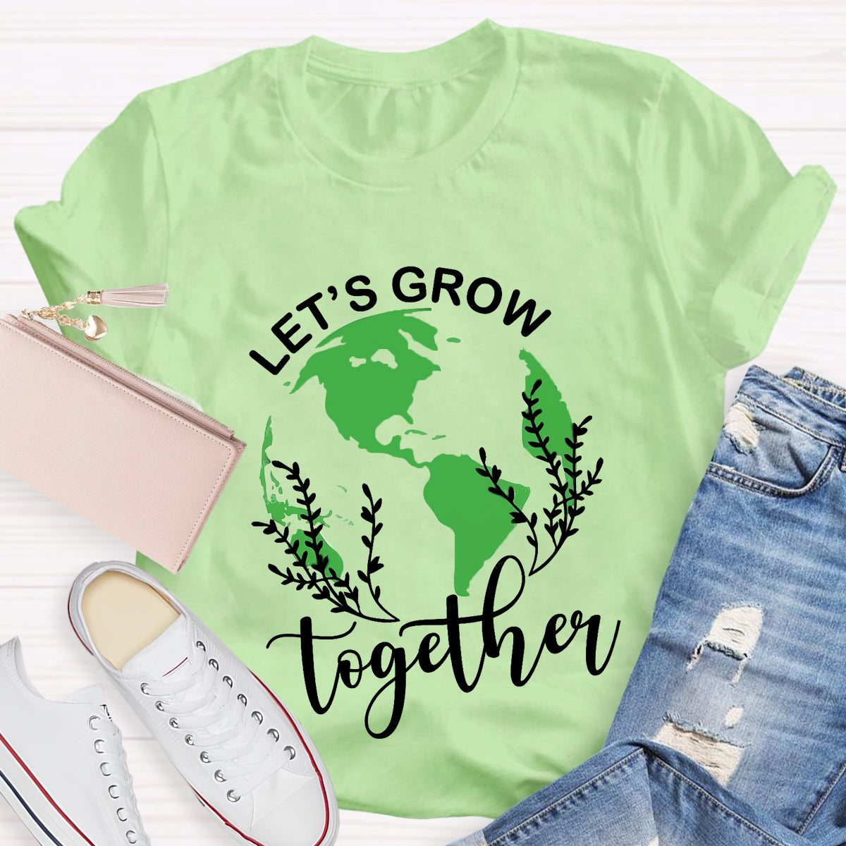 Let's Grow Together Green Earth T-Shirt