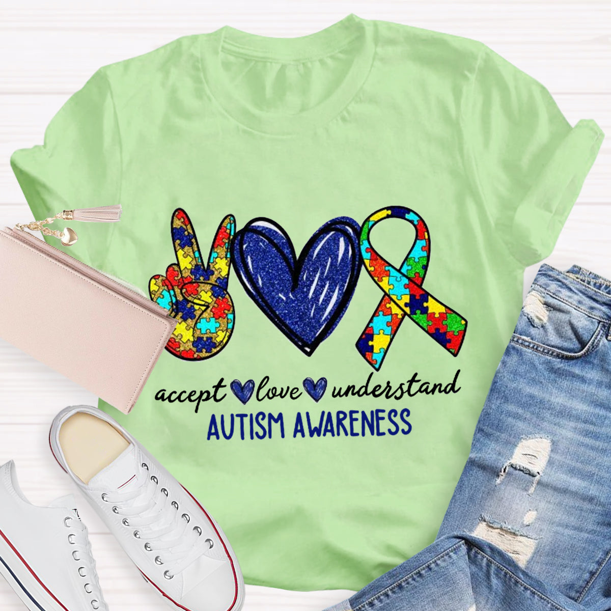 Teach Accept Understand Love Autism Awareness Teacher T-Shirt