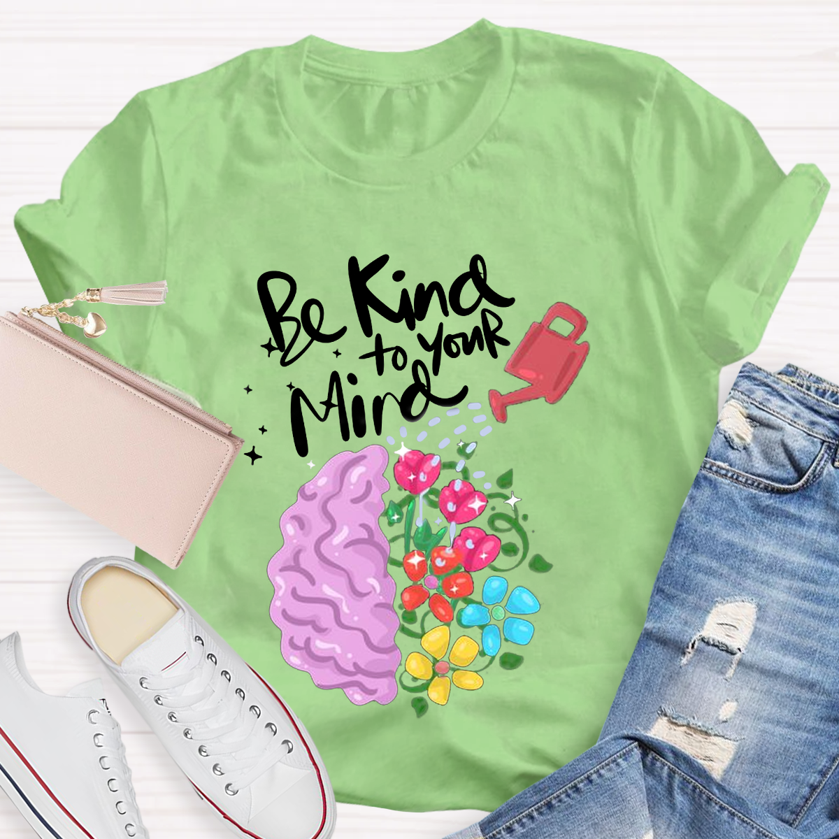 Be Kind To Your Mind Pink Brain T-Shirt