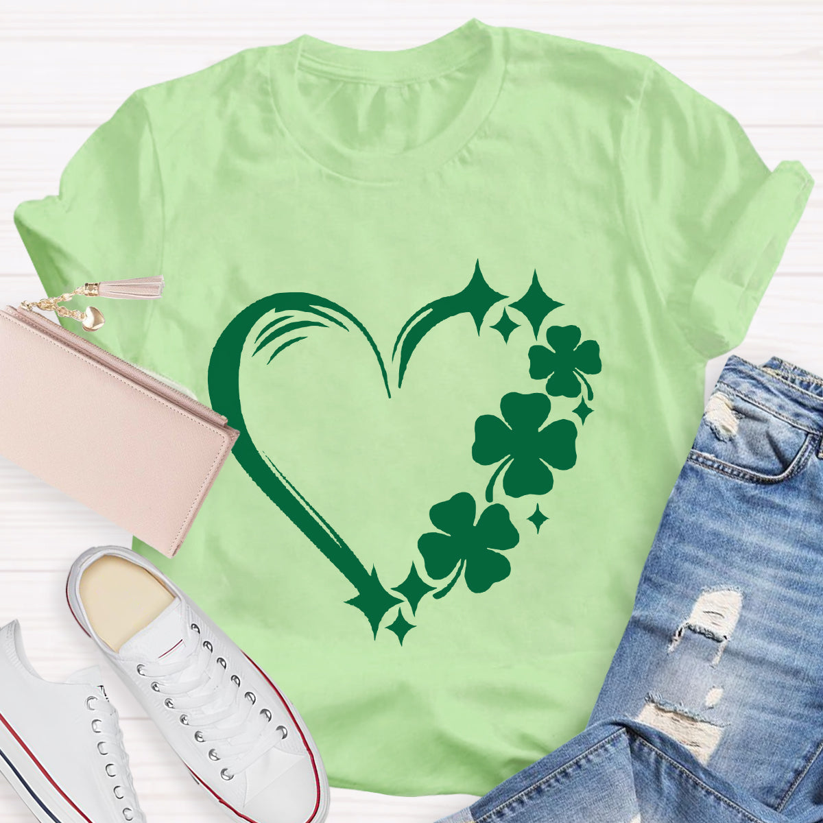 Shamrock Clover Heart T-Shirt