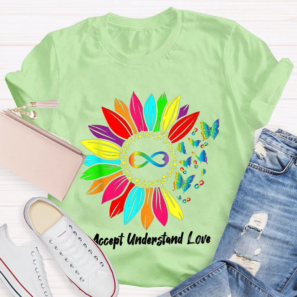 Accept Understand Love Colorful Sunflower T-Shirt