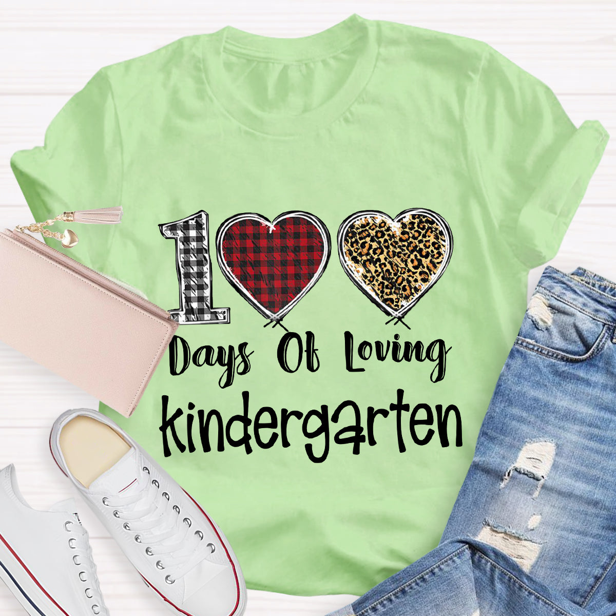 Personalized Grade 100 Days Of Loving Kindergarten Teacher T-Shirt