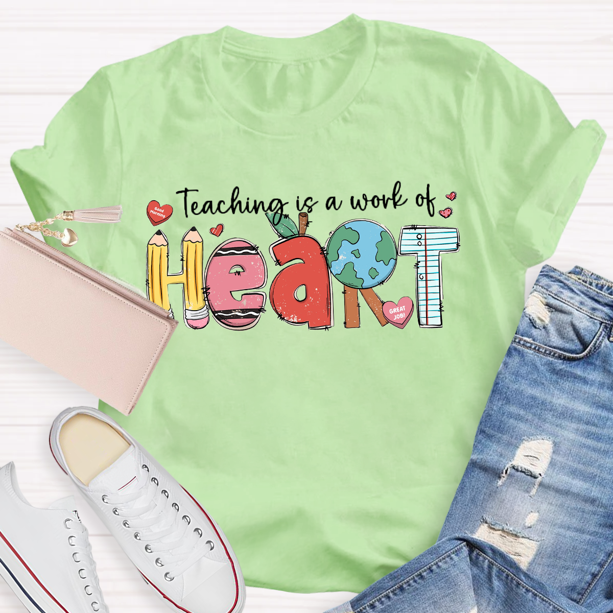 Teaching Is A Work Of Heart Teacher T-Shirt