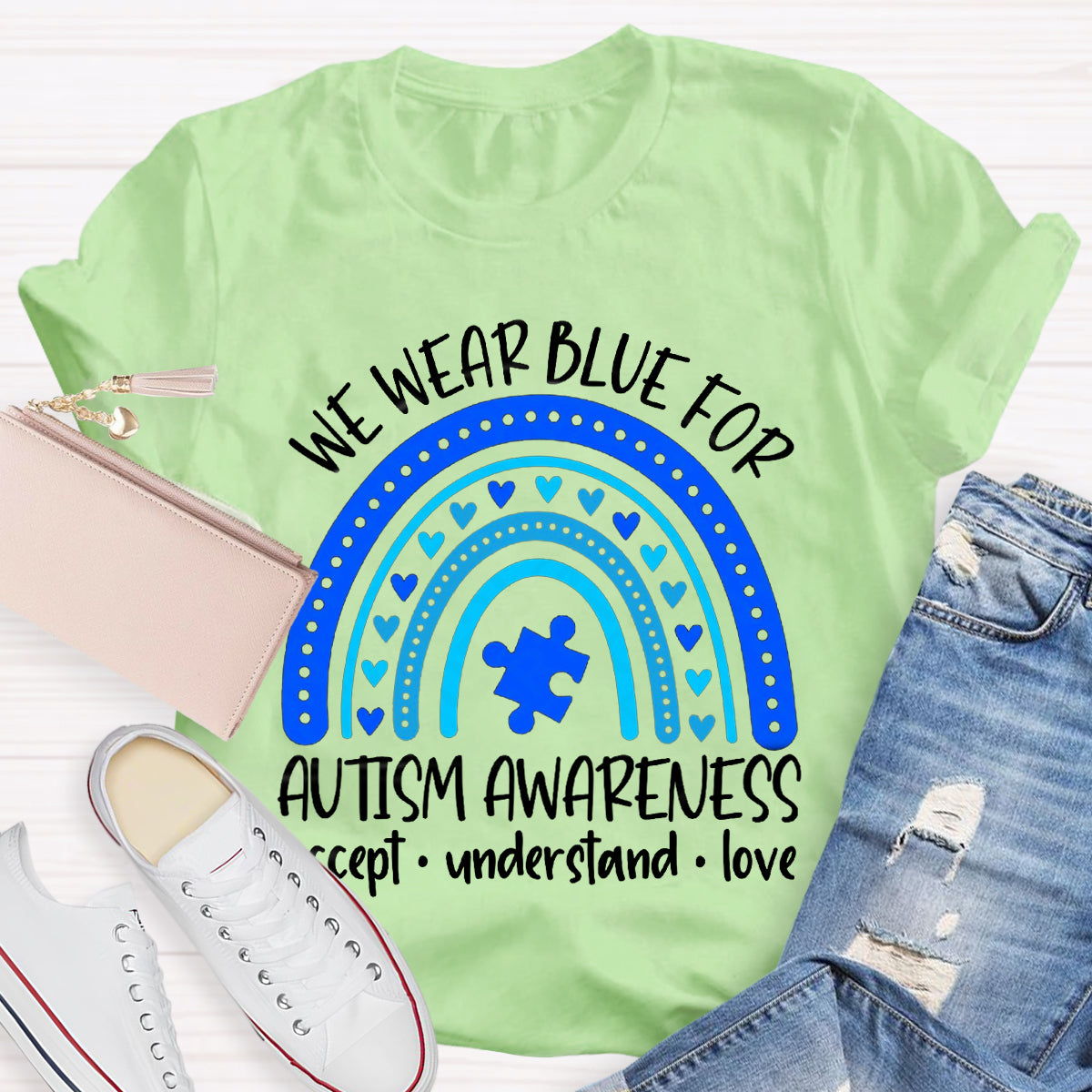 We Wear Blue for Autism Awareness Teacher T-Shirt