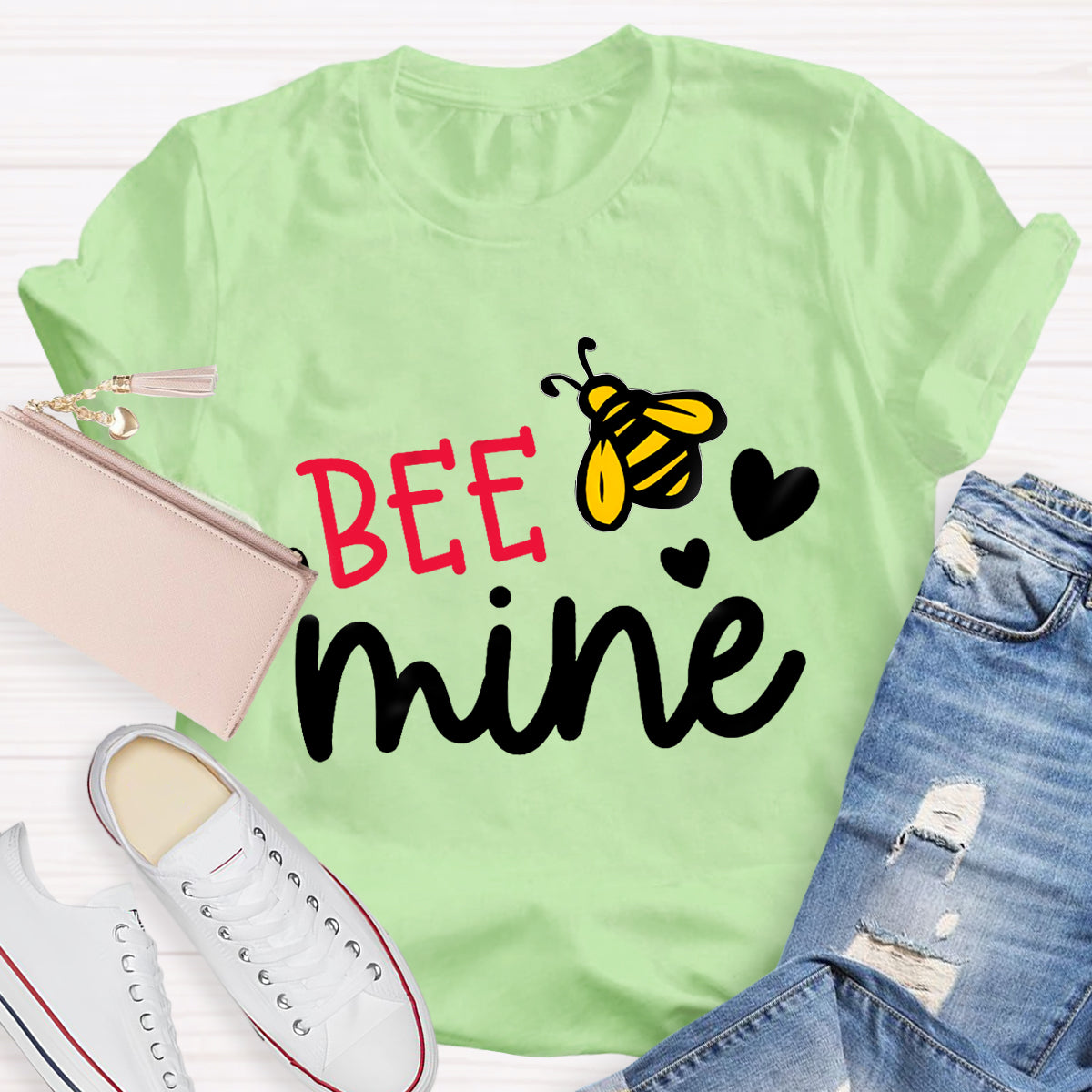 Be  Mine Heart Printed Teacher T-Shirt