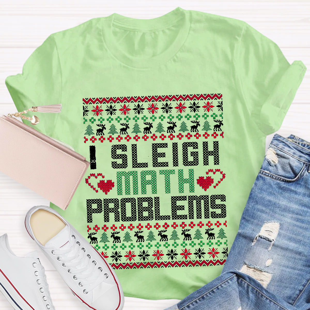 I Sleigh Math Problems Teacher T-Shirt