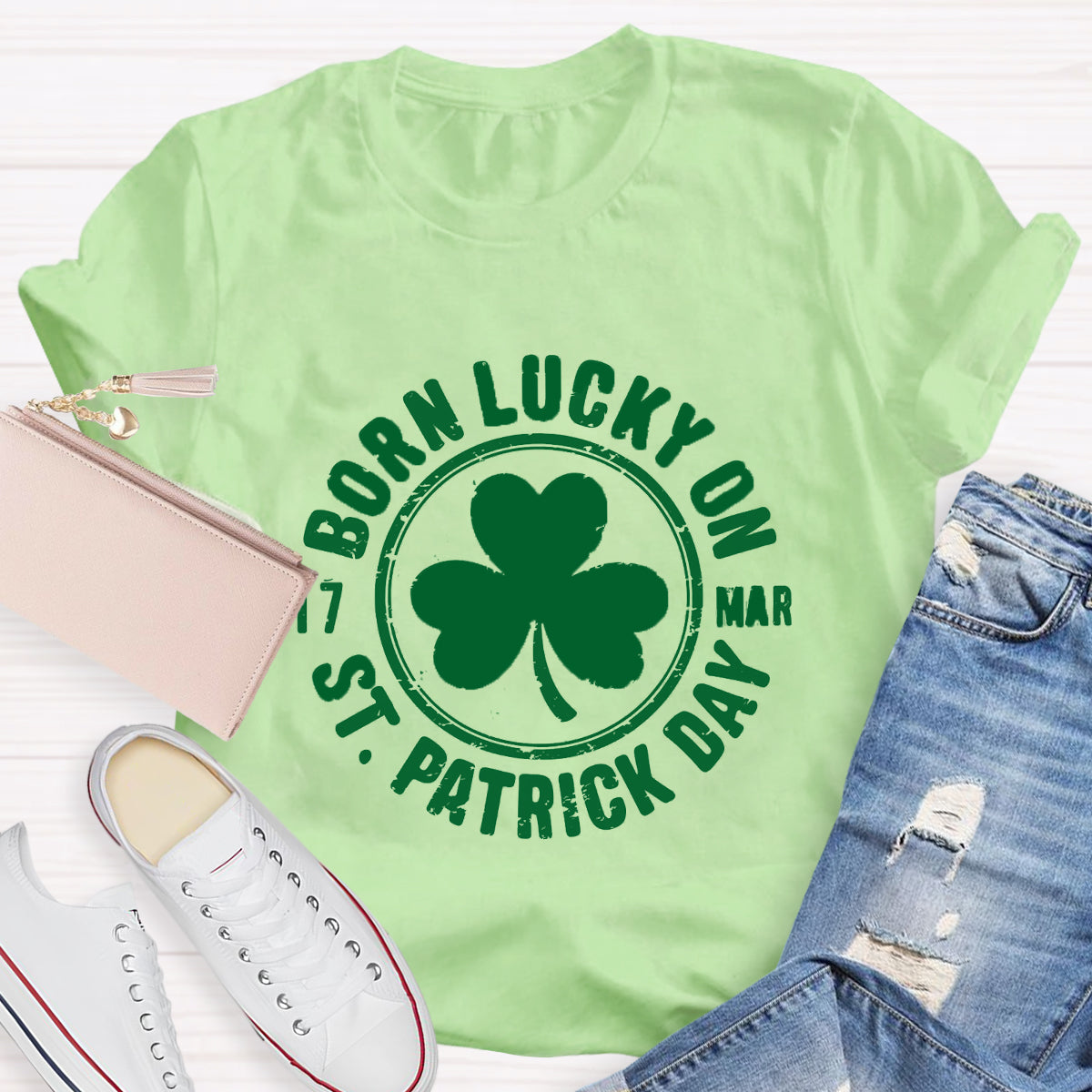 Born Lucky On 3.17 St. Patrick Day T-Shirt