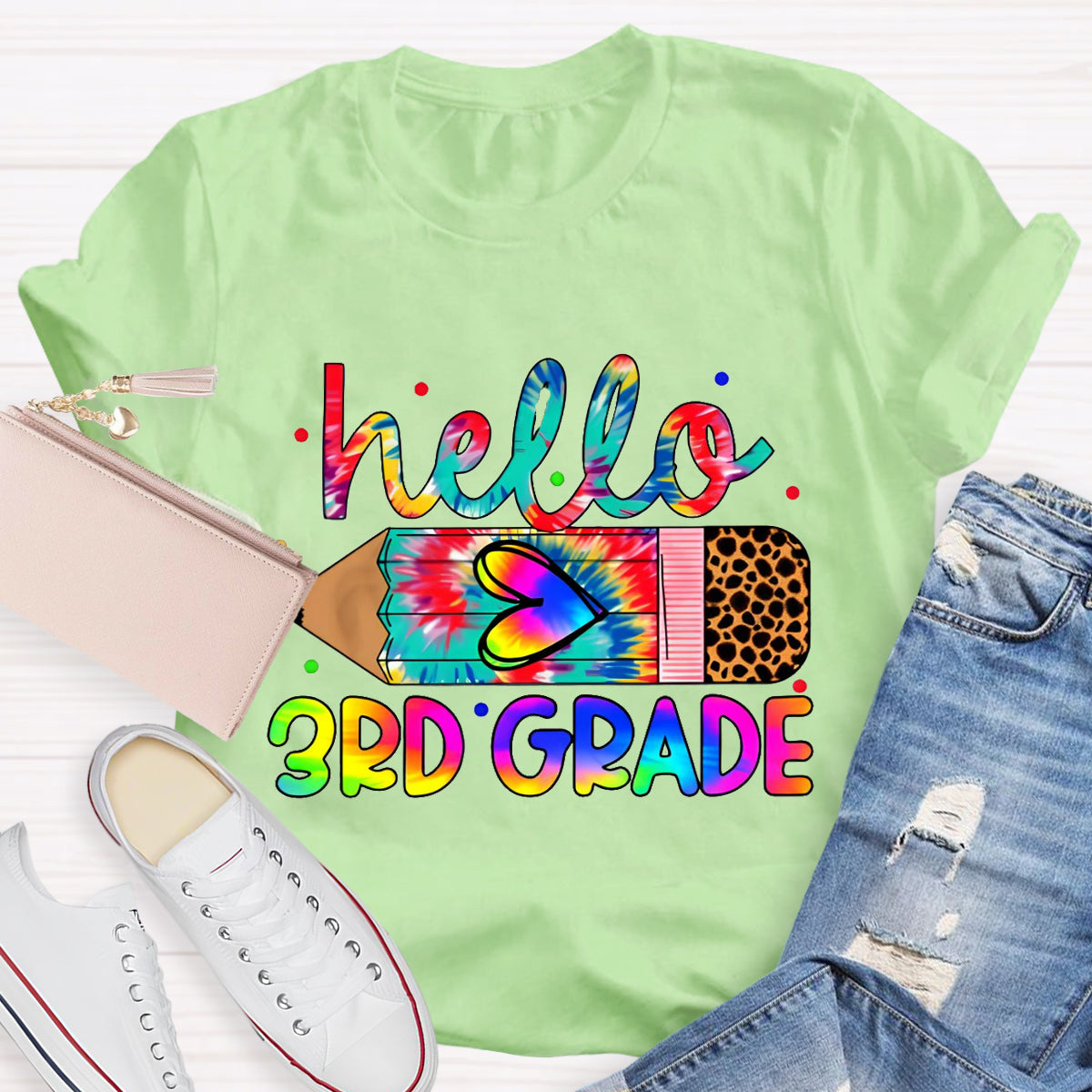 Personalized Grade Hello 3rd Grade Teacher T-Shirt