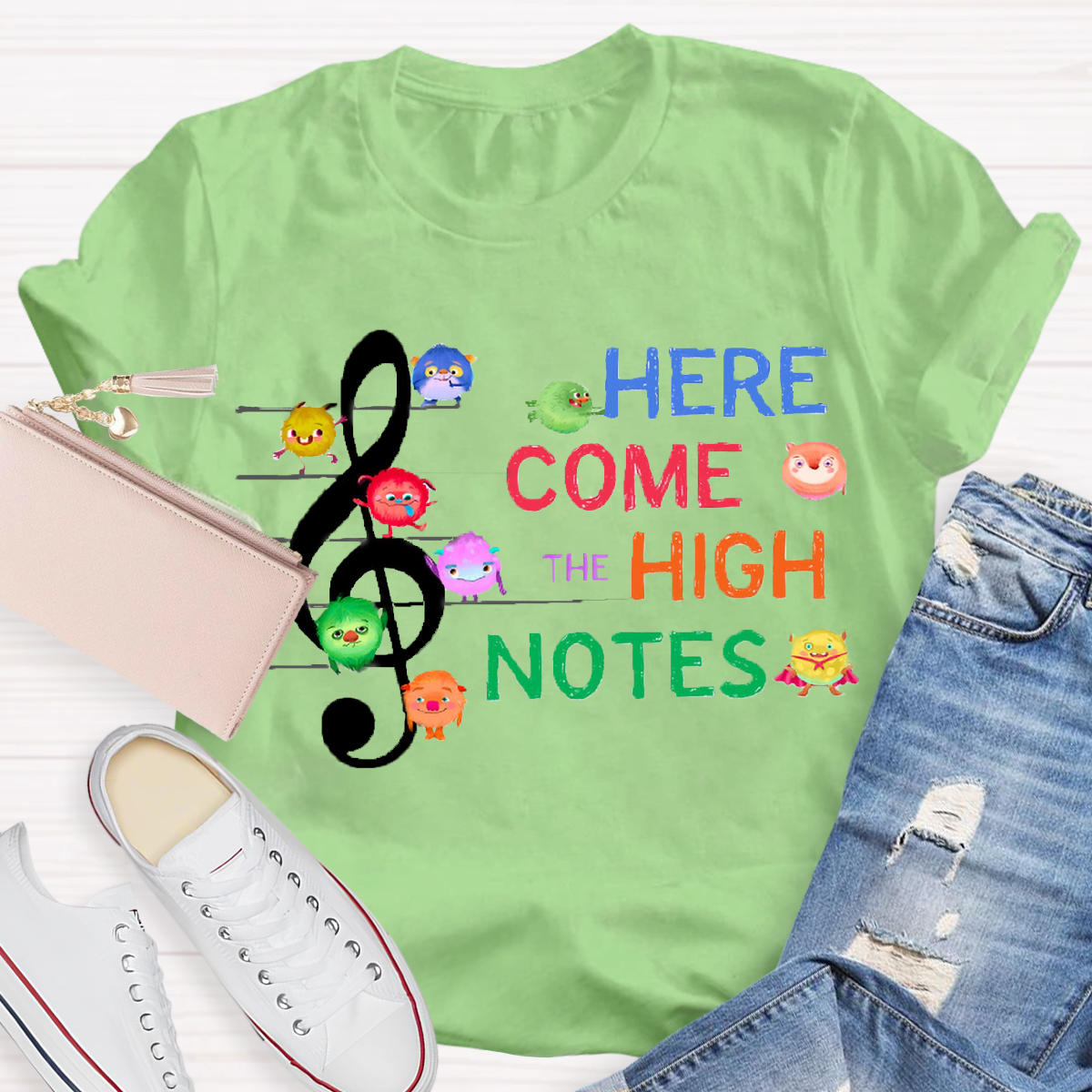 Here Come The High Notes Music Teacher T-Shirt