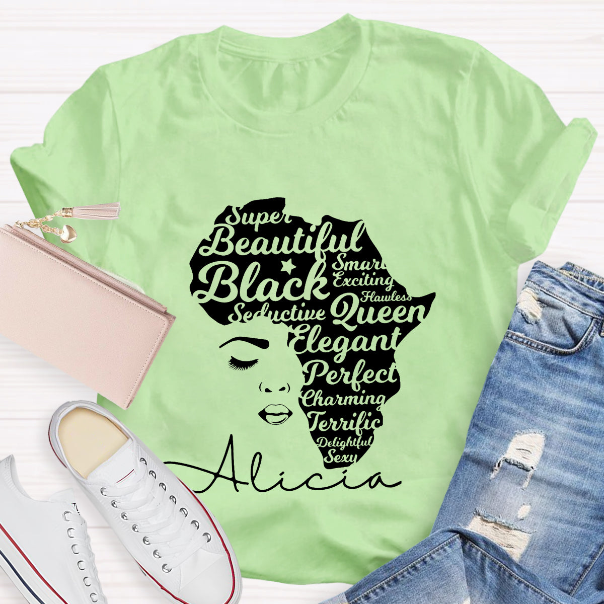 Personalized Name Beautiful Queen T-Shirt