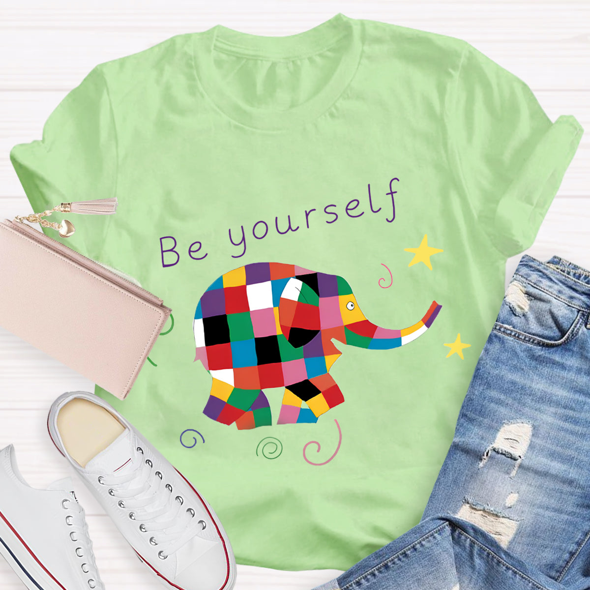 Be Yourself Rainbow Elephant T-Shirt